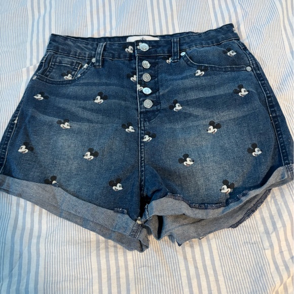 Disney Blue Jean Shorts with Mickey Mouse Print - Picture 1 of 1
